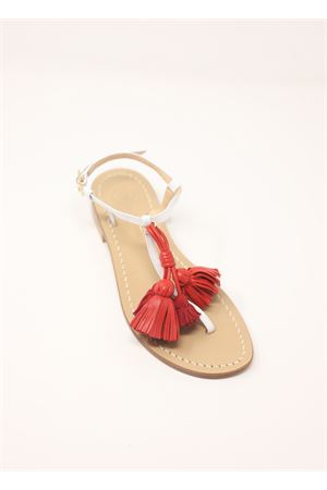 Sandali capresi con nappe rosse Da Costanzo | NAPPINEGRBIANCOROSSO